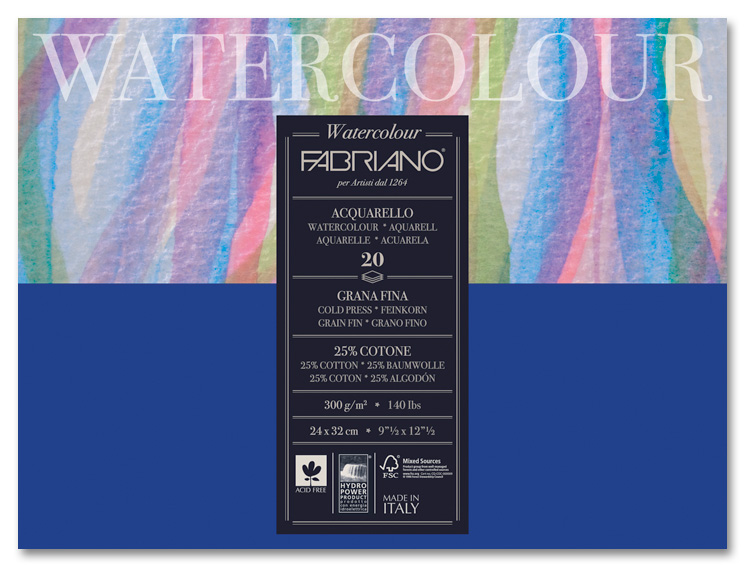 Fabriano Watercolour 300g GF – 12ark – 24x32cm - Bilde 1