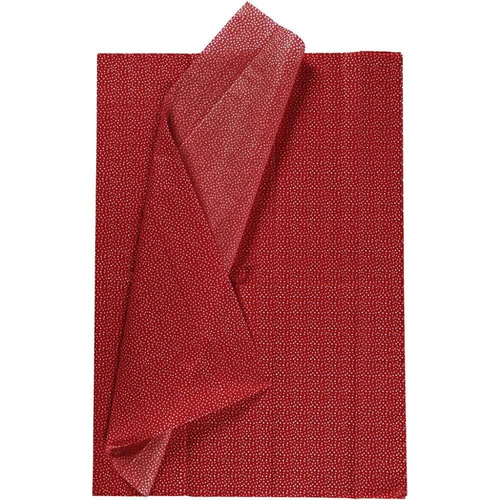 Silkepapir Rød m/prikker - Bilde 1