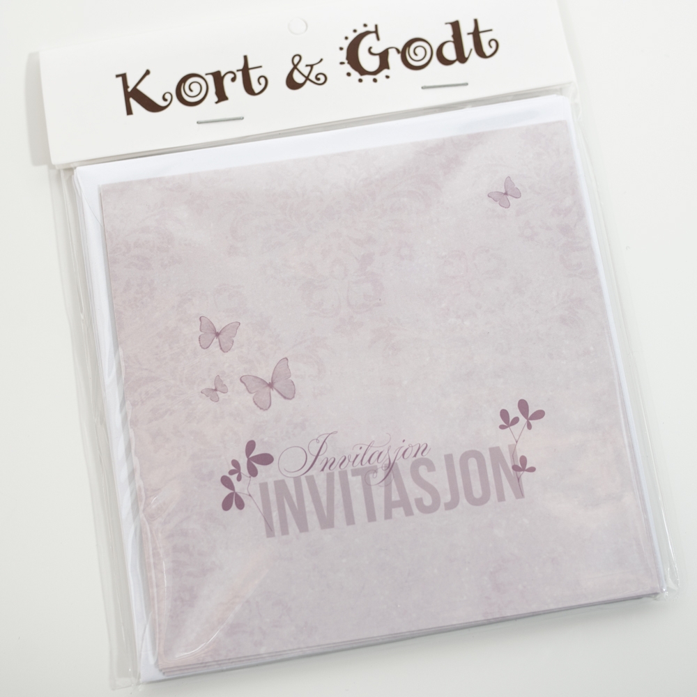 Kort & Godt - Invitasjon lilla sommerfugl - Bilde 1