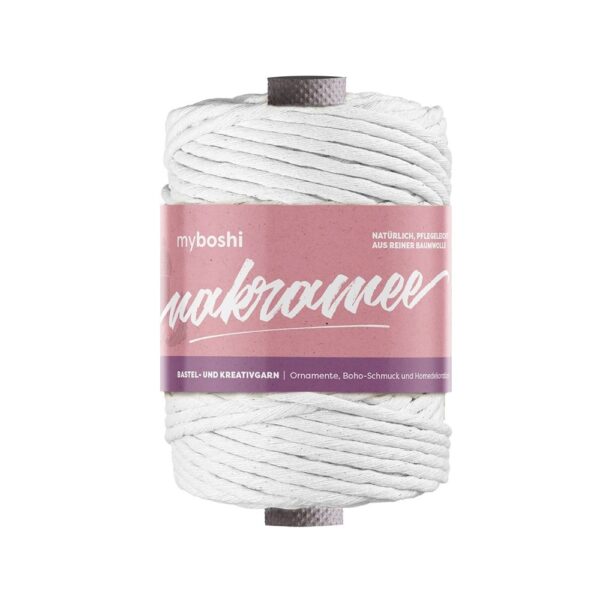 Myboshi Makramégarn Tvinnet 4mm 50m – Hvit