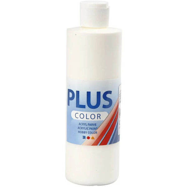Plus Color Hobbymaling 1 Fl., 250 ml, Råhvit