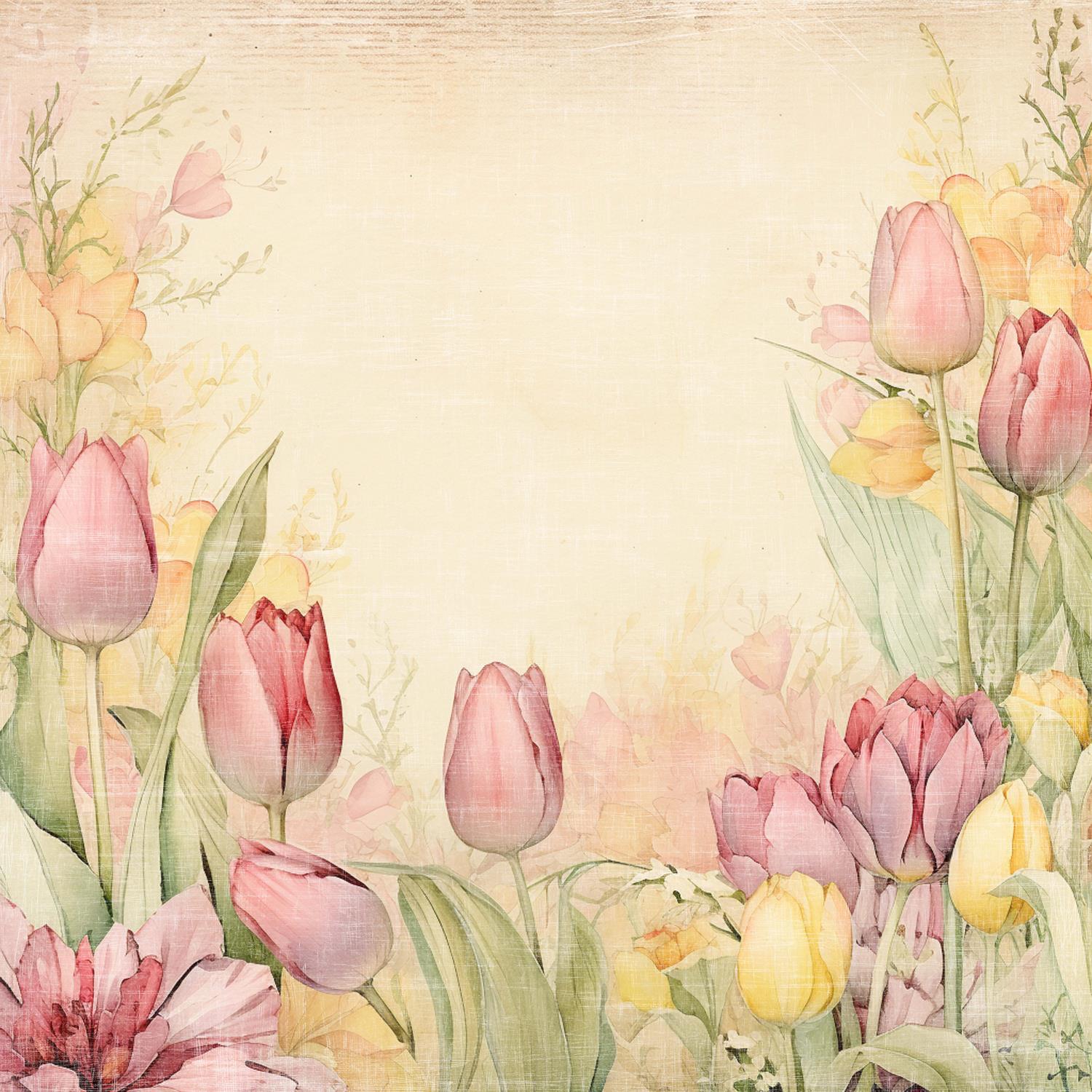 Reprint - Easter  Collection - Tulipaner -12x12 - Bilde 1