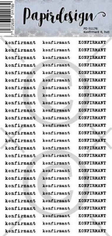 Papirdesign Klistremerke - Konfirmant 8 Hvit