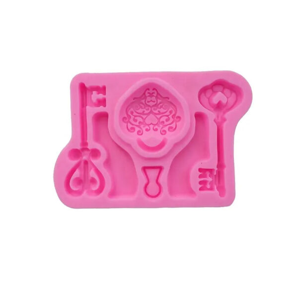 11911_image_63a6e9276178877f.jpg Silikon form - Hjerte hengelås og nøkler