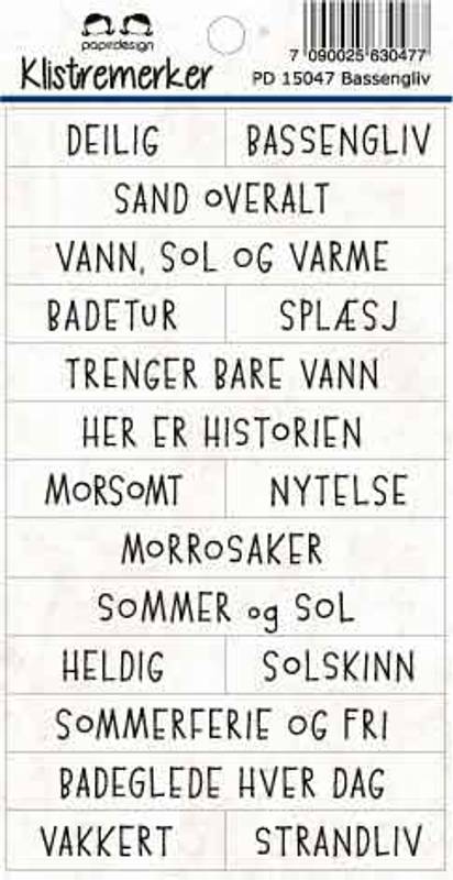 Papirdesign Klistremerke - Bassengliv