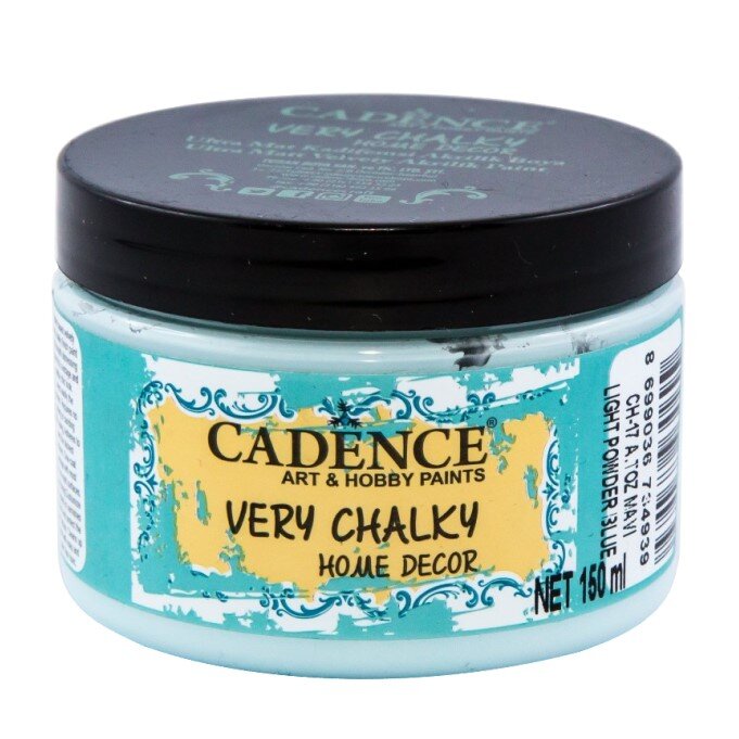 Cadence Very Chalky Home Decor Ultra Matt Velvety Acrylic Paint - CH-17 Light Powder Blue, 150ml - Bilde 1