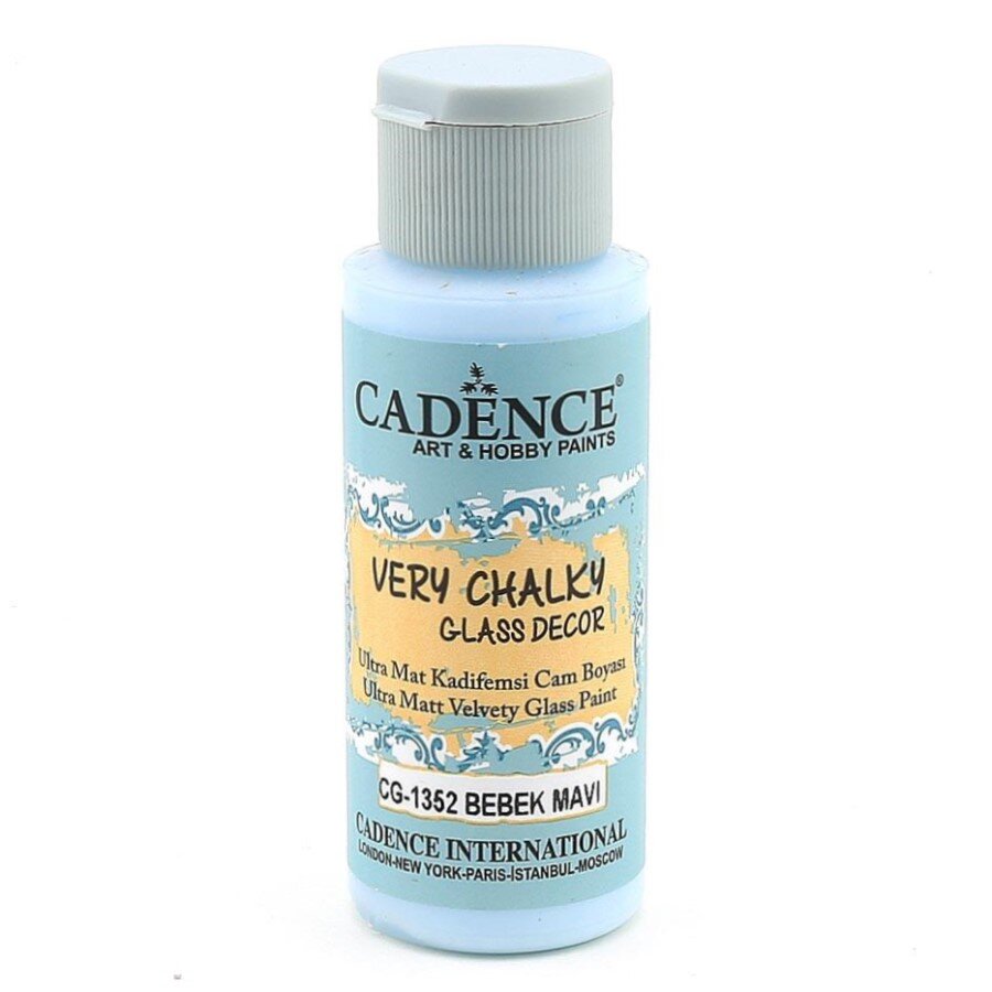 Cadence Very Chalky Glass Decor Ultra Matt Velvety Paint - CG-1352 Baby Blue, 59 ml - Bilde 1