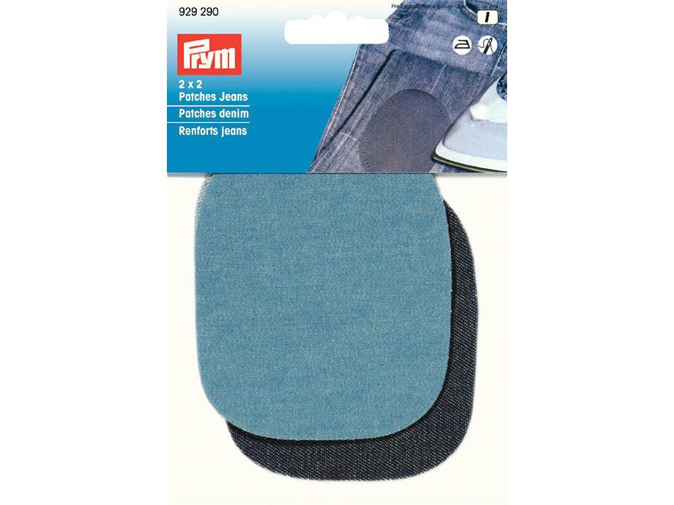 Prym Strykelapp Jeans/Denim – 8x9cm 2par – Lys blå/blå - Bilde 1