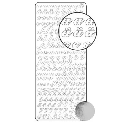 Klistremerke Sølv Alfabet og tall