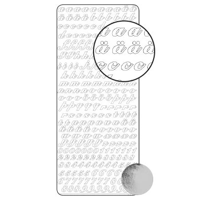 Klistremerke Sølv Alfabet & Nummer