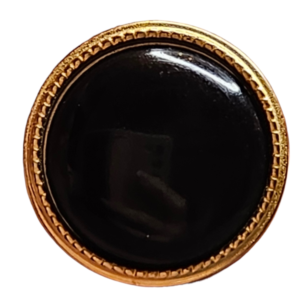 Knapp, 15mm 24K Gullforgylt, 15mm sort/gull - Bilde 1