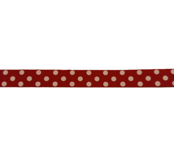 Bånd Rød m/prikker 15mm