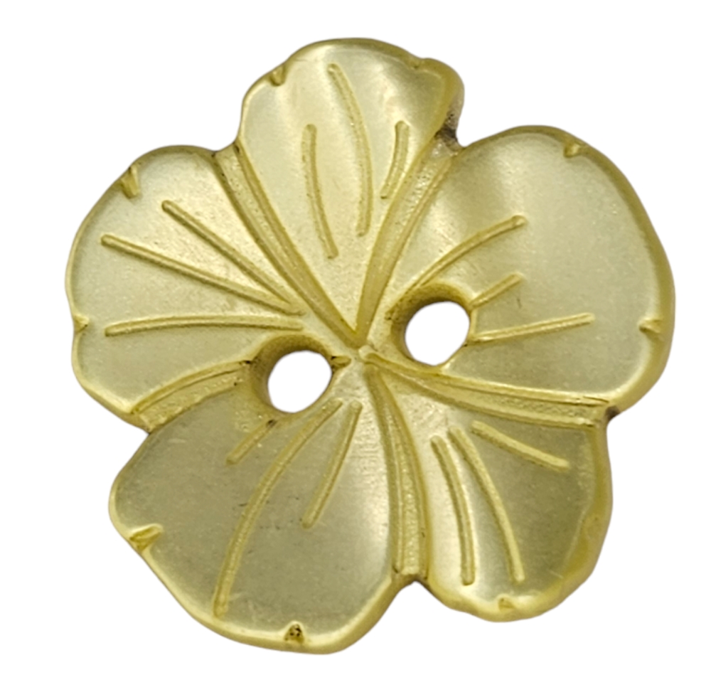 Knapp, 15mm , 2 hulls Gul Blomst - Bilde 1