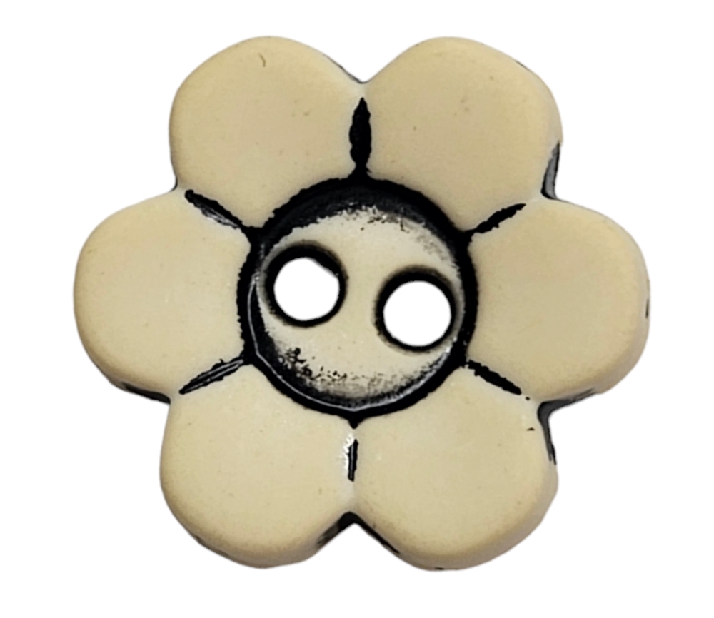 Knapp, 2 hulls 14mm Blomst, gul - Bilde 1