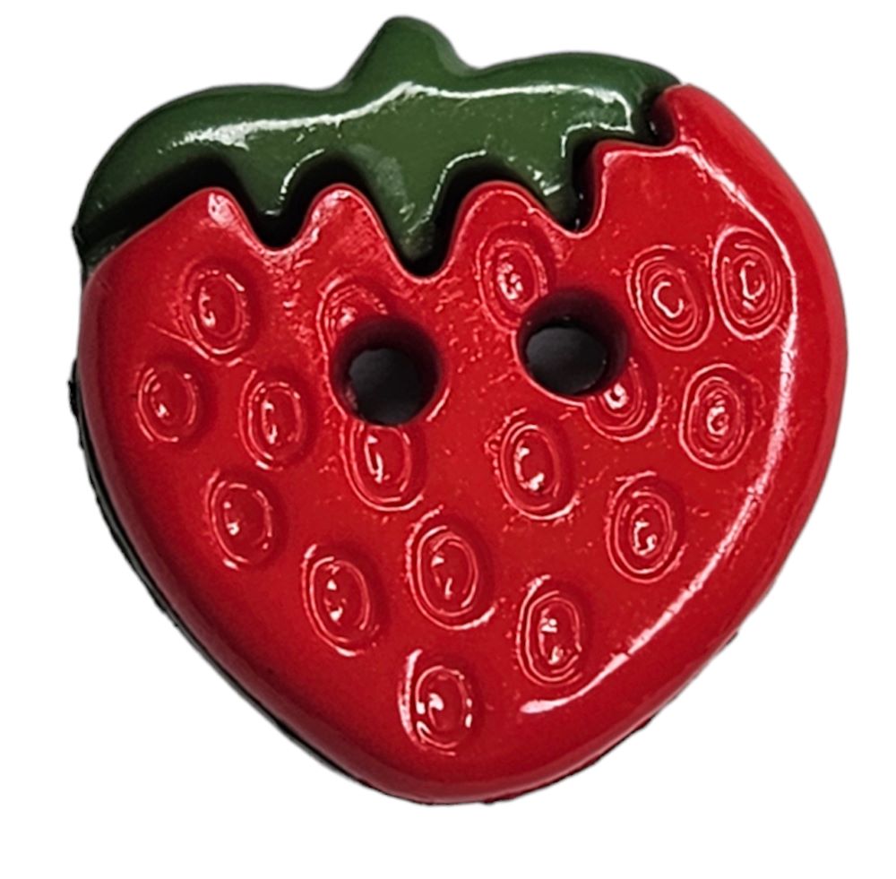 Knapp, 2 hulls 17mm Jordbær - Bilde 1