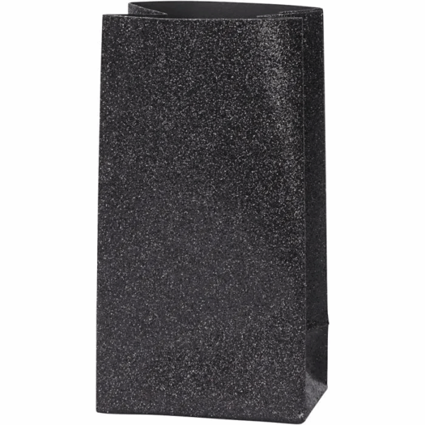 Papirpose, H: 17 cm, 6x9 cm, 80 g, Svart, 10 Stk.