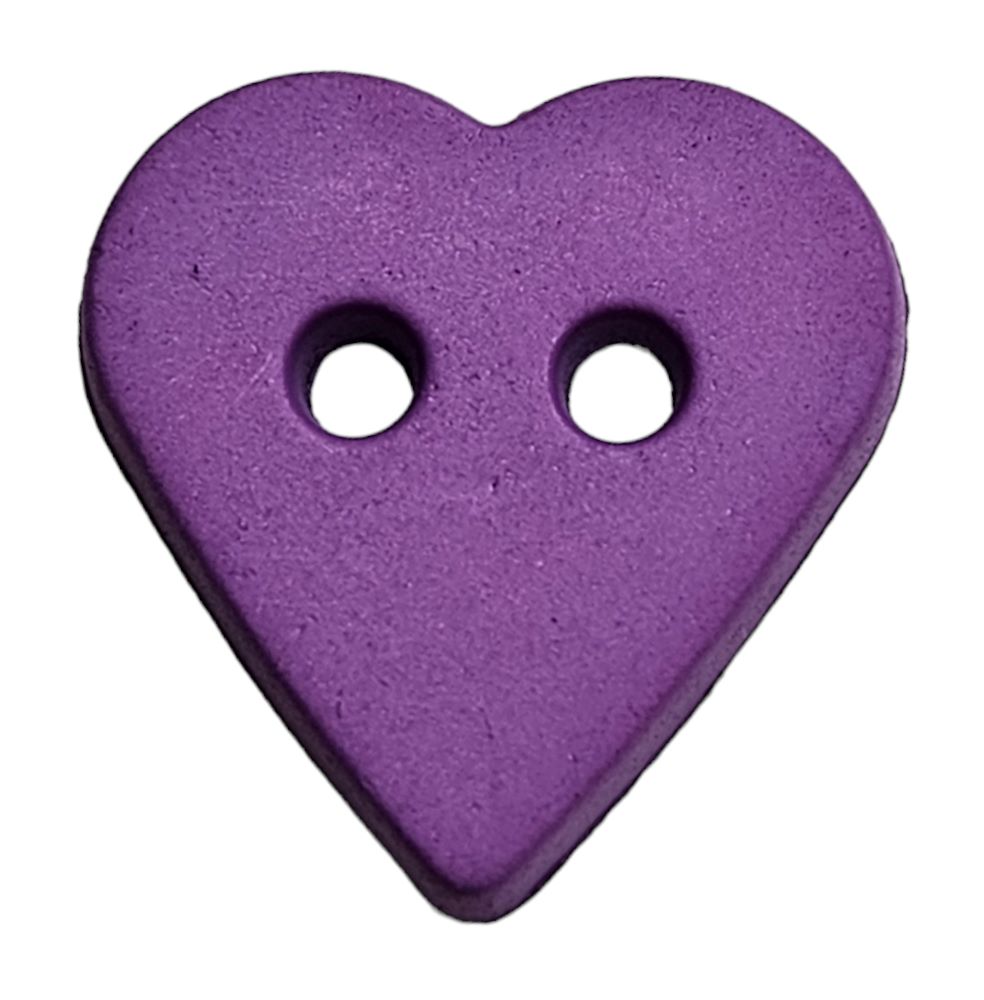 Knapp, 2 hulls, 15mm, Lilla Hjerte - Bilde 1
