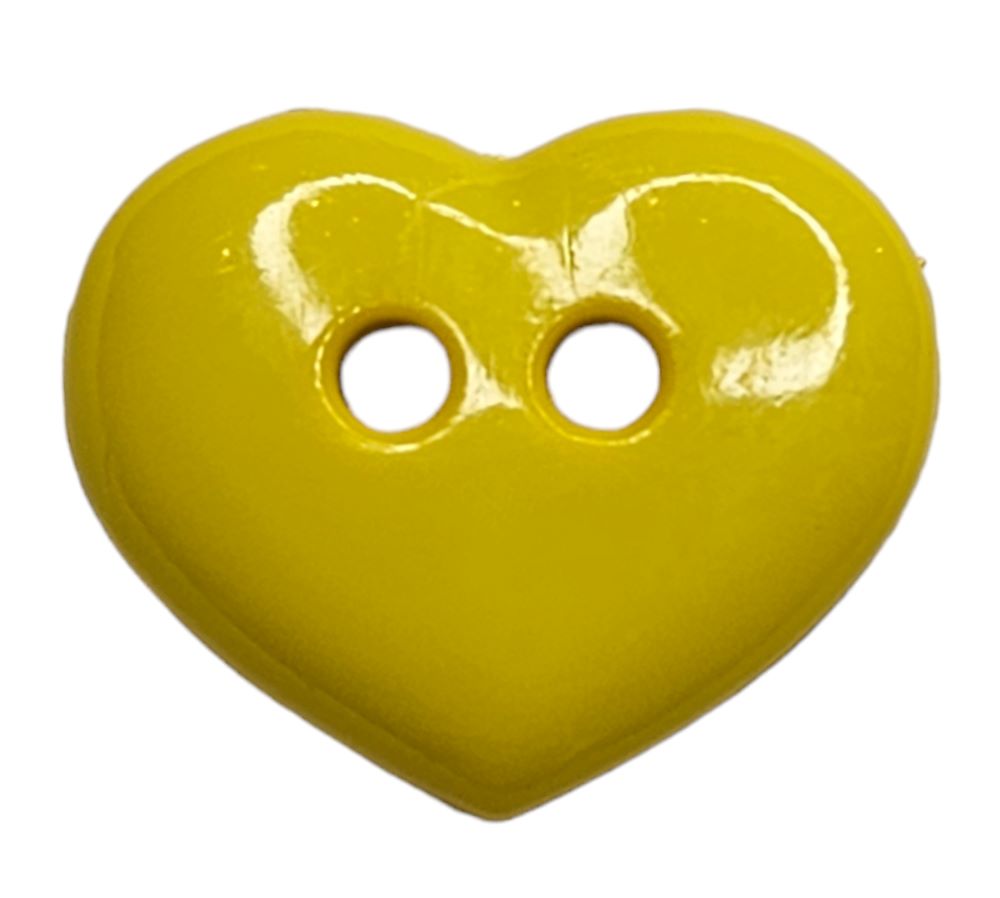 Knapp, 2 hulls, 15mm, Gult Hjerte - Bilde 1