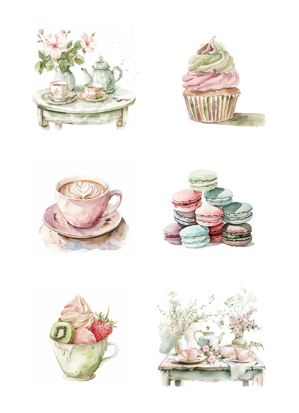 Reprint  Girly Fika - A4 klippeark