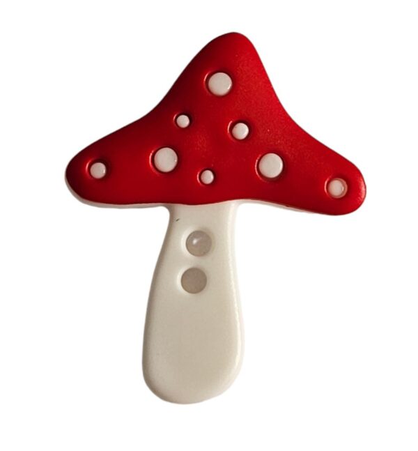 Knapp, 2 hulls, 25mm Rød Sopp