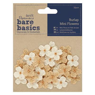Burlap Mini Flowers (32pcs) Papermania