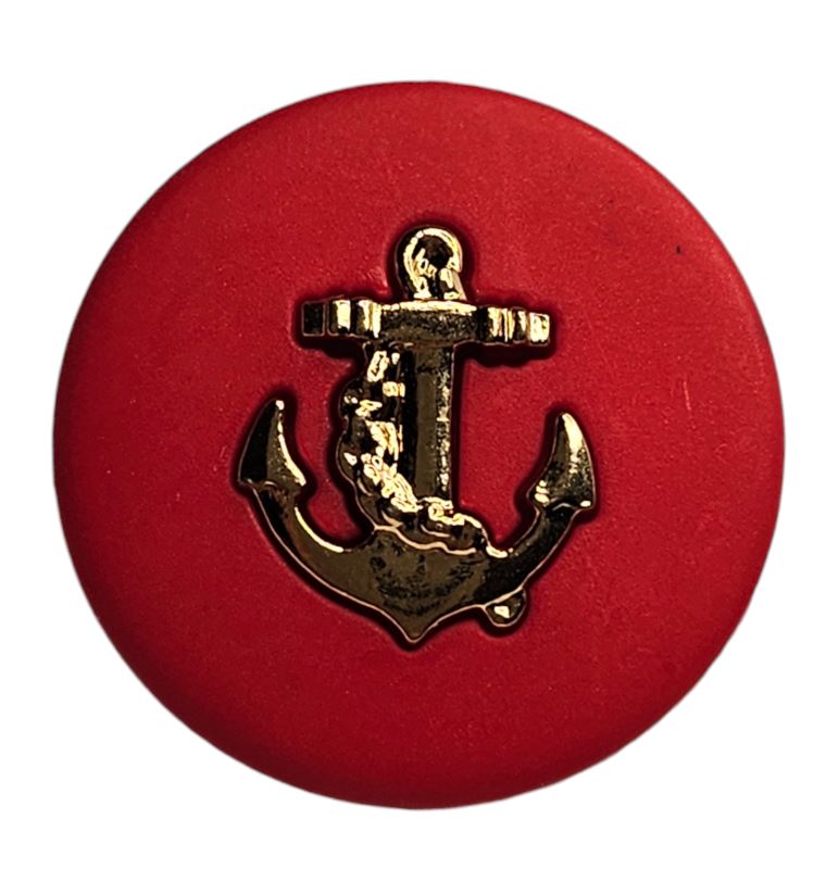 Knapp m/ring 23mm Rød/Gull - Bilde 1