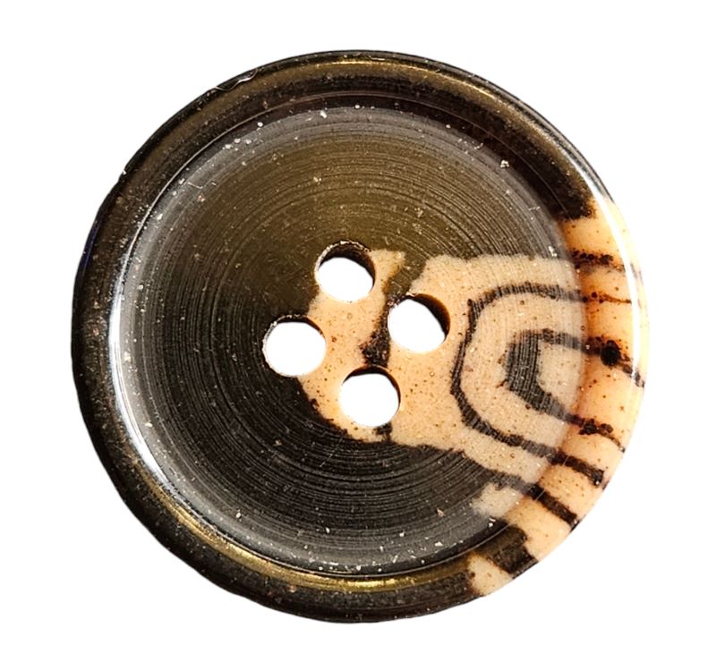 Knapp 4 hulls 23mm Mørk brun/beige - Bilde 1