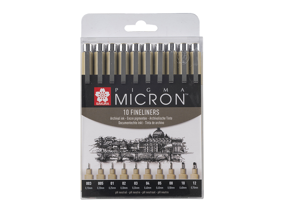 Sakura Pigma Micron Sett 10stk Sort - Bilde 1