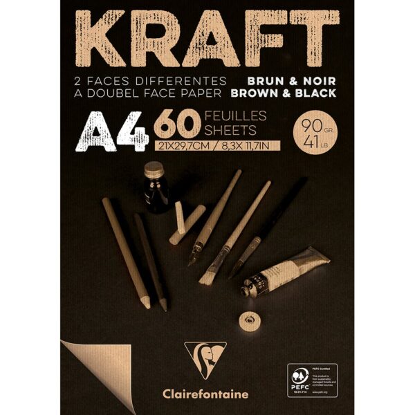 Kraft Blokk brun/svart – 90g 60ark – A4
