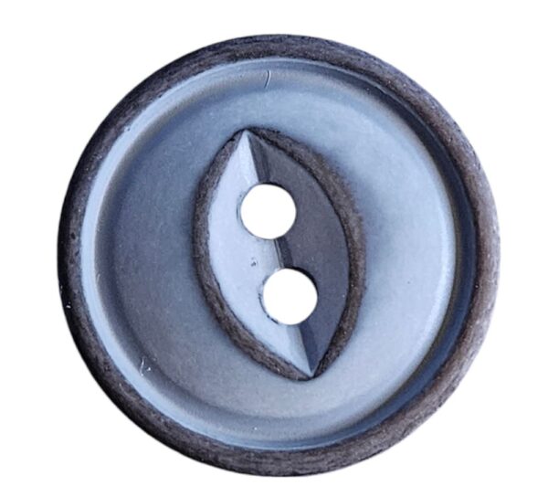 Knapp 2 hulls 18mm, Blågrå