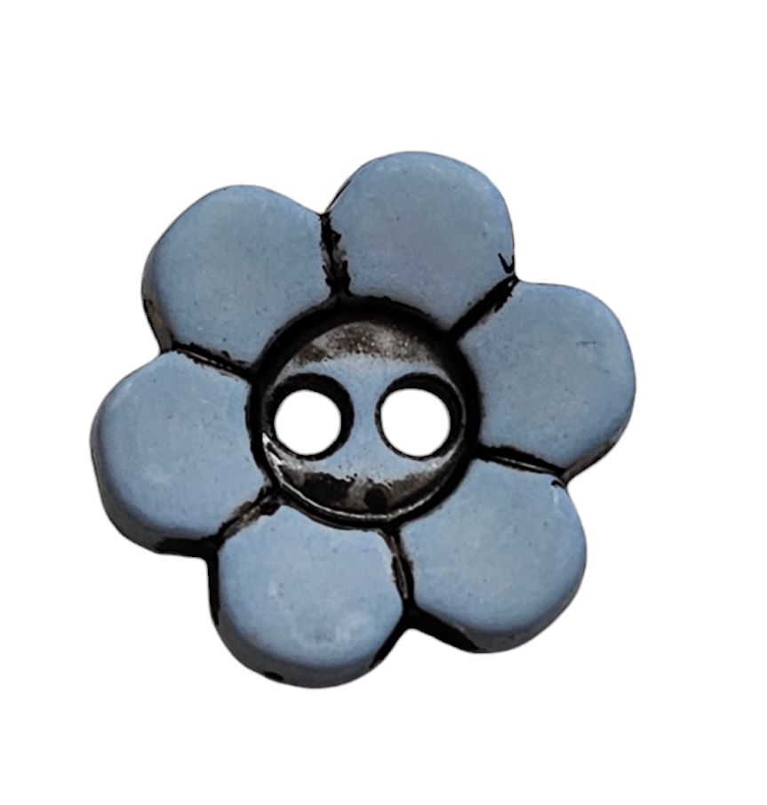 Knapp 2 hulls 14mm Blomst, blå - Bilde 1