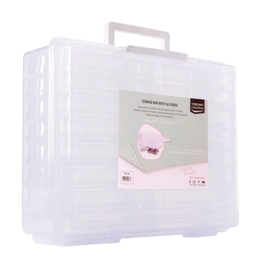 Vaessen Creative • Storage Box med 16 Etuier Transparent - Bilde 1