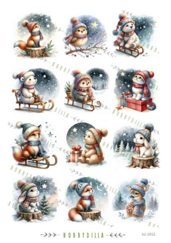 13930_image_6e2dcc1cc3cb0486.jpg Rispapir A4 Jul 1012 Søte dyr med stjernehimmel