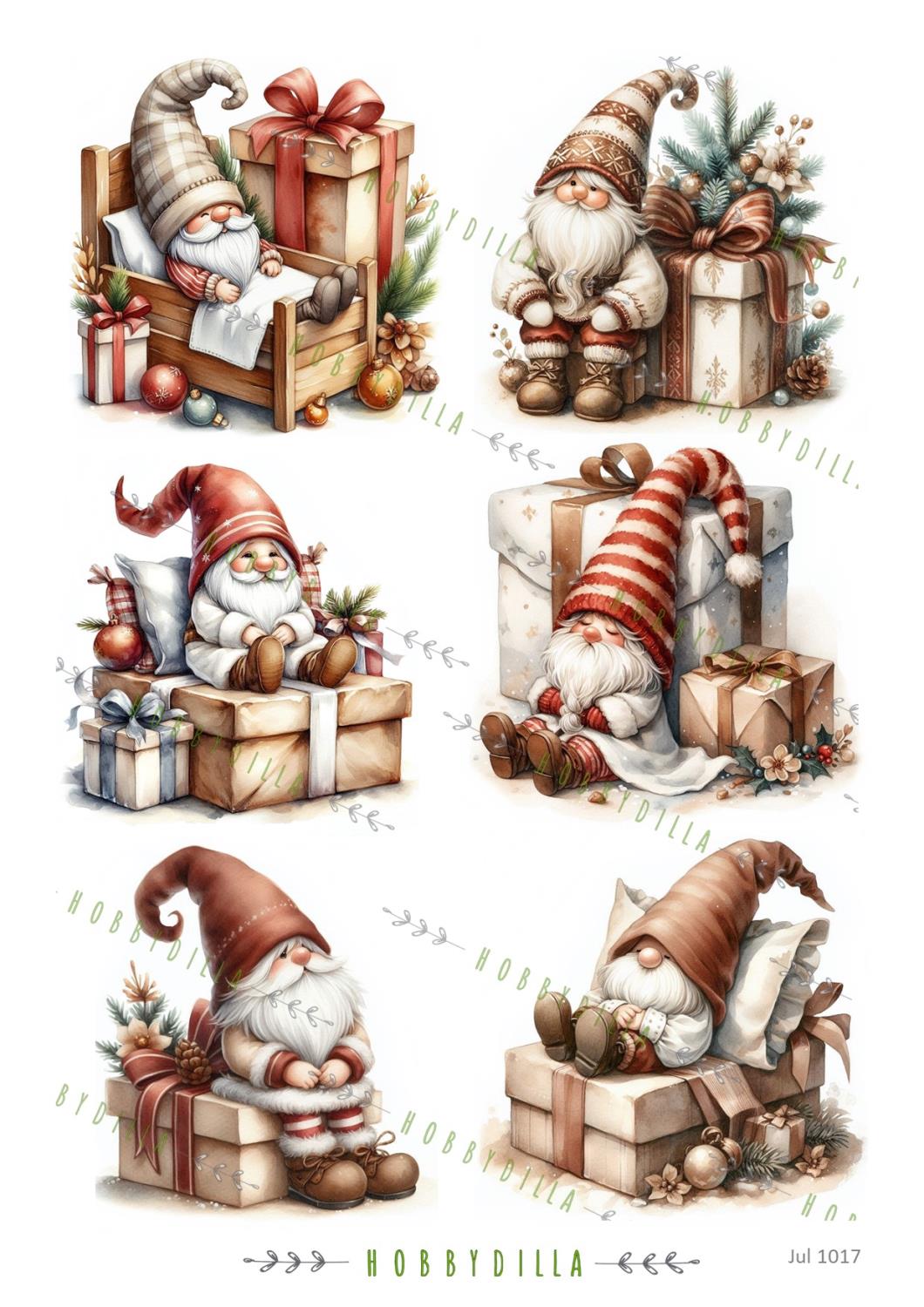 Rispapir A4 Jul 1017 Røde Gnomer - Bilde 1