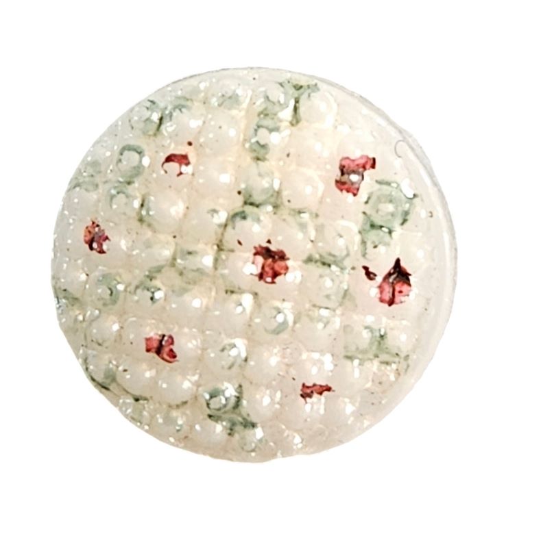 Knapp,  m/ring 11mm, Hvit/grønn - Bilde 1