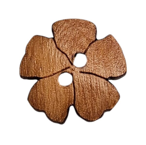 Knapp, 2 hulls, 14mm Blomst, Tre