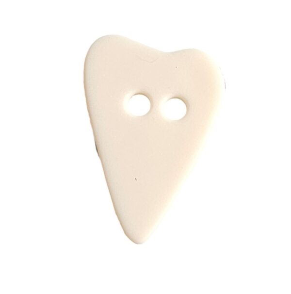 Knapp, 2 hulls, 15mm Hjerte, Hvit