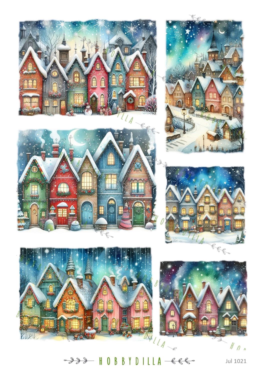 Rispapir A4 Jul 1021 Rare vinterhus, natt - Bilde 1