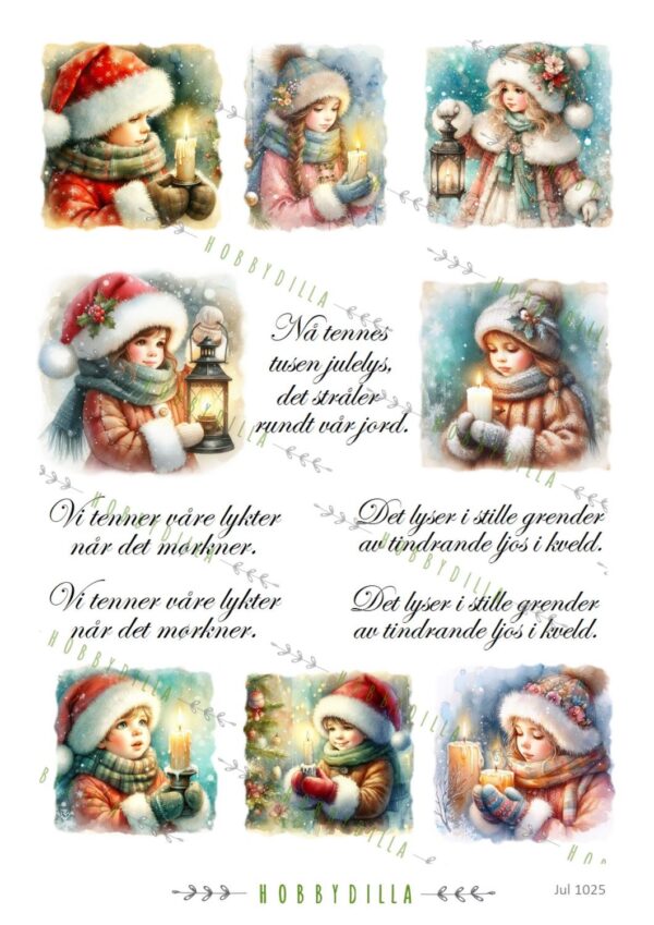 Rispapir A4 Jul 1025 Barn med lys og lykter