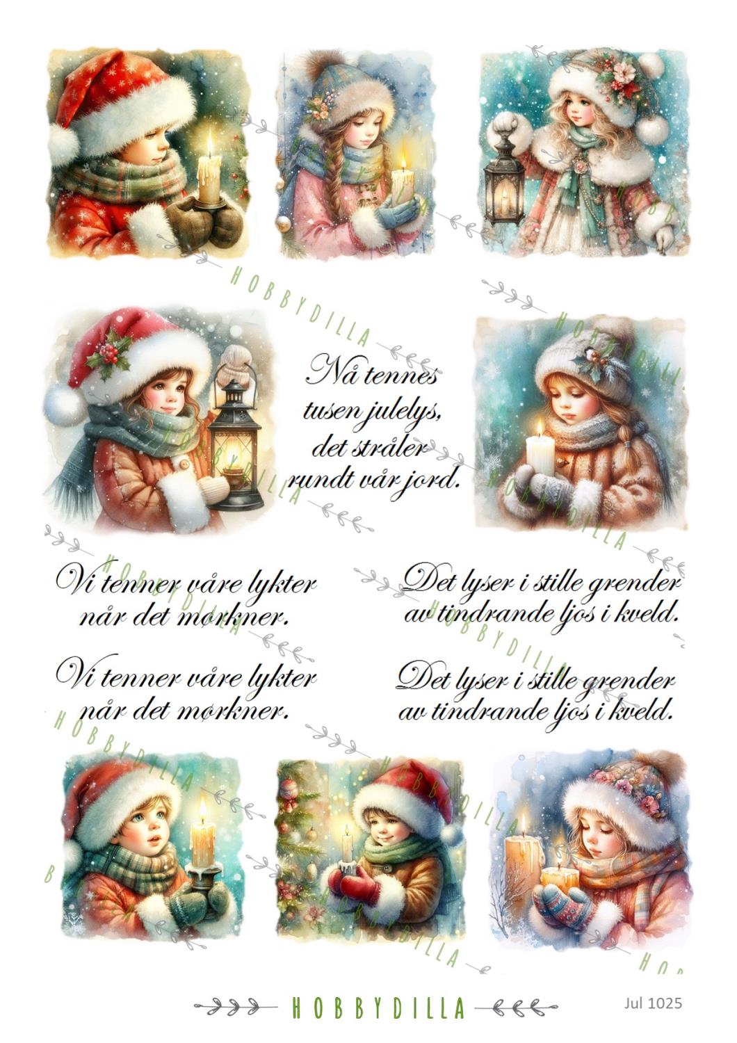 Rispapir A4 Jul 1025 Barn med lys og lykter - Bilde 1