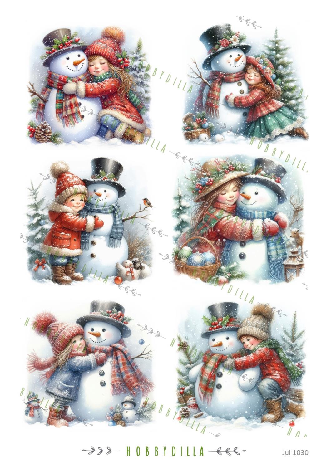 Rispapir A4 Jul 1030 Snømann klemmer - Bilde 1