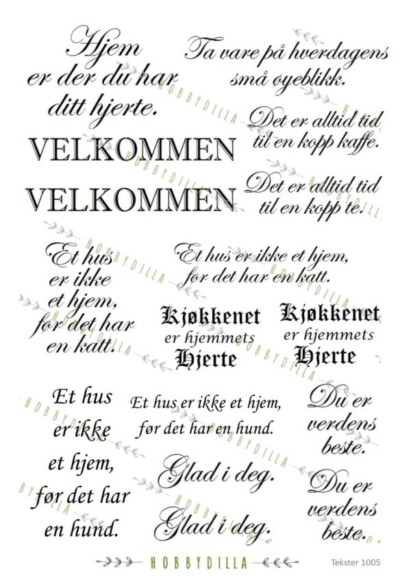 Rispapir A4 Tekster 1005 Hjem