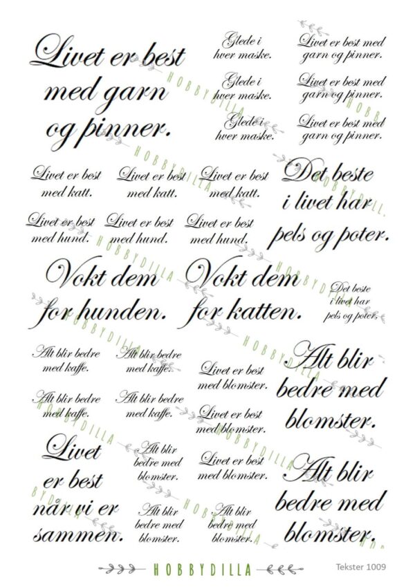 Rispapir A4 Tekster 1009 Livet er best, små tekster