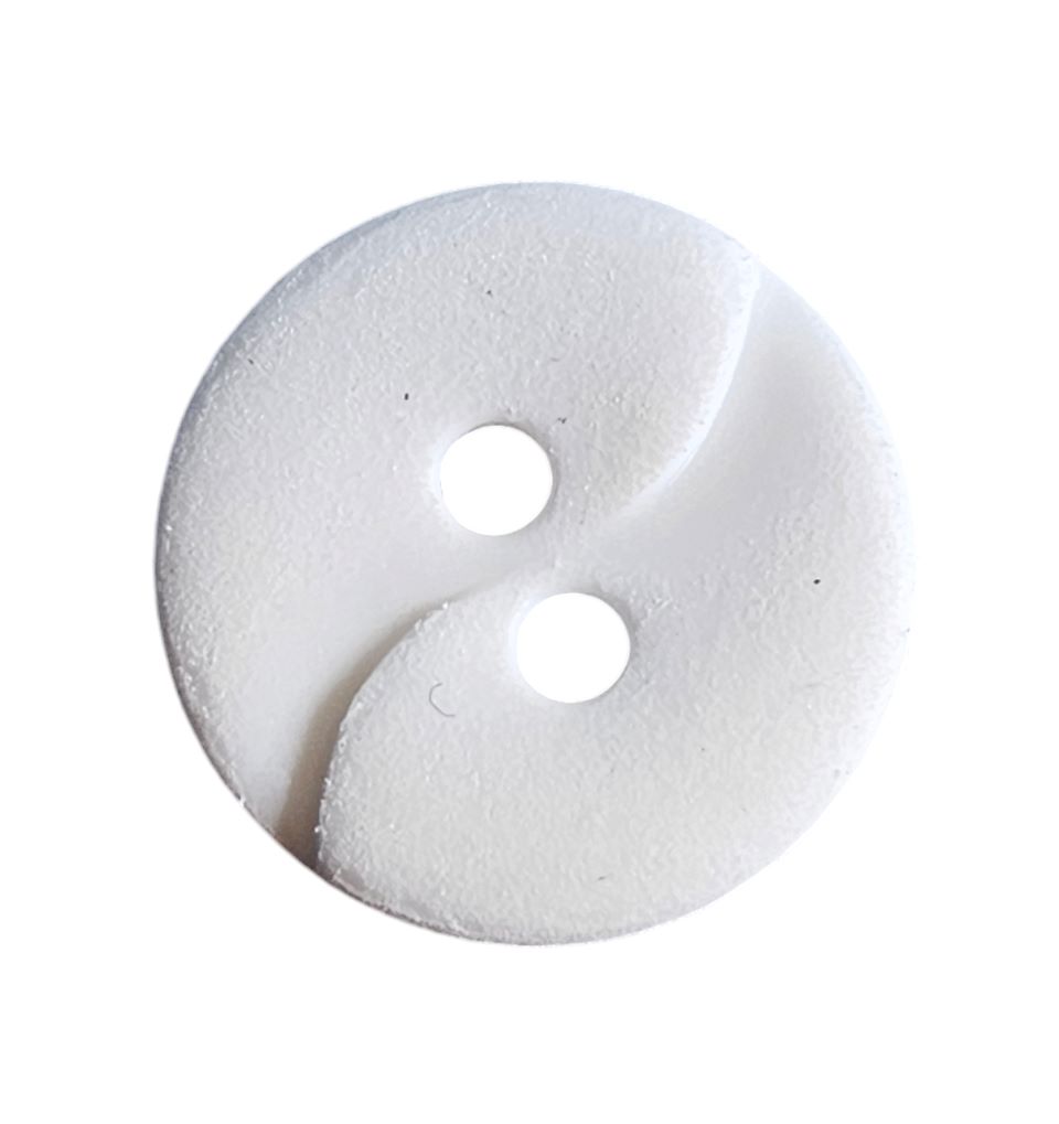 Knapp, 2 hulls 13mm, Hvit - Bilde 1