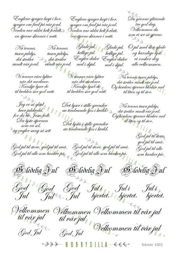 Rispapir A4 Tekster 1001 Små julesanger