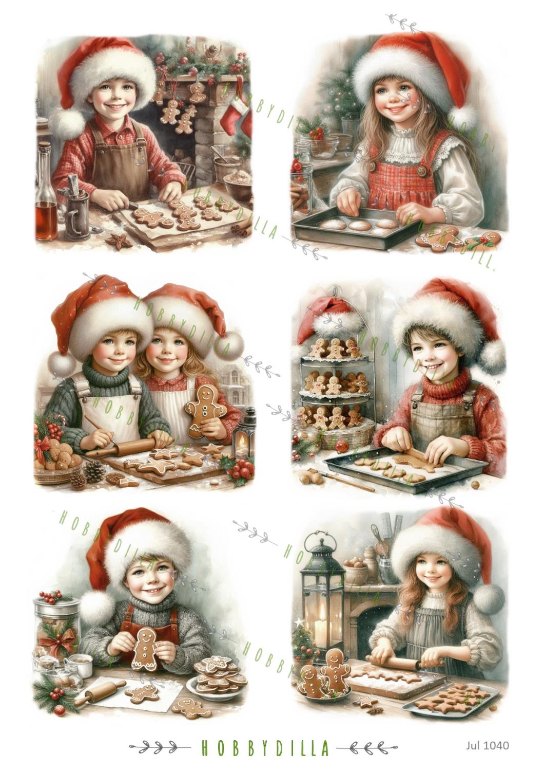 Rispapir A4 Jul 1040 Barn baker pepperkaker - Bilde 1