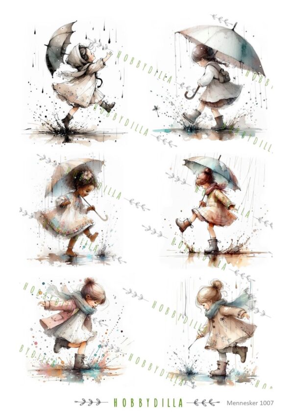 14378_image_edb41aaa5cf48e0d.jpg Rispapir A4 Barn 1007 Jenter i regn