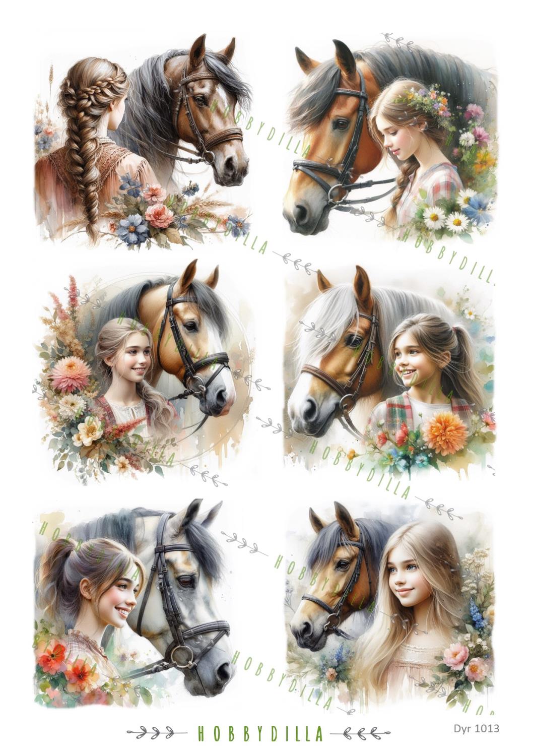 Rispapir A4 Dyr 1013 Hestejenter - Bilde 1