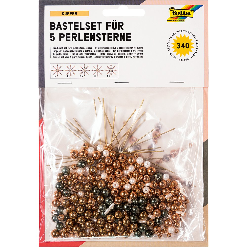 Folia Hobbysett Perlestjerner 5stk – Kobber - Bilde 1