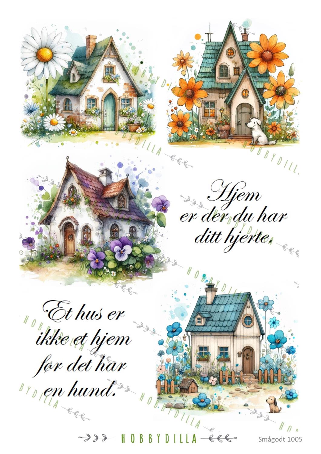Rispapir A4 Smågodt 1005 Rare hus med hund - Bilde 1